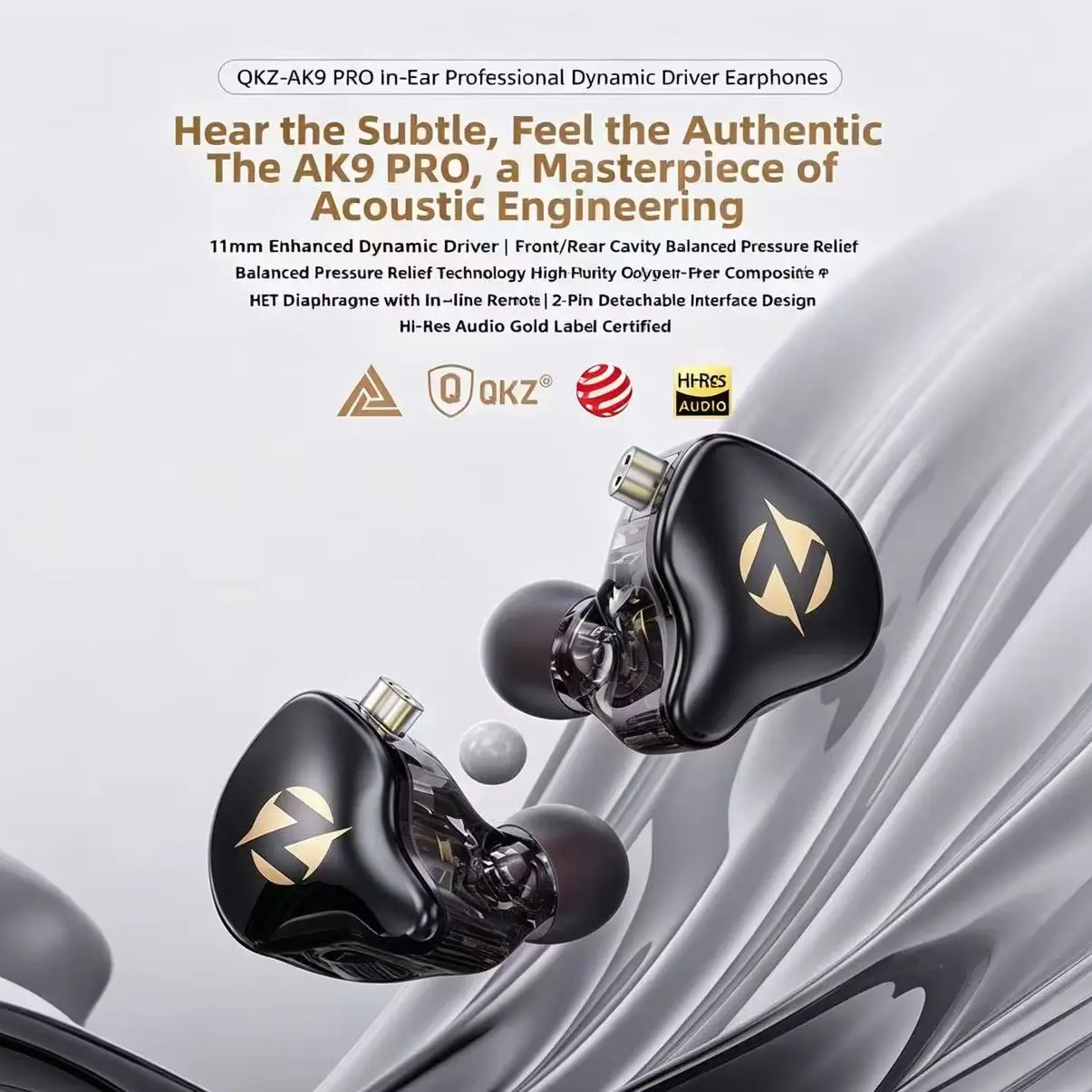 Audio Music Editing - QKZ AK9 PRO インイヤーイヤホン、ワイヤレスコントロールとマイク付き、HIFIミュージックとゲーム用スポーツイヤホン、新バージョン