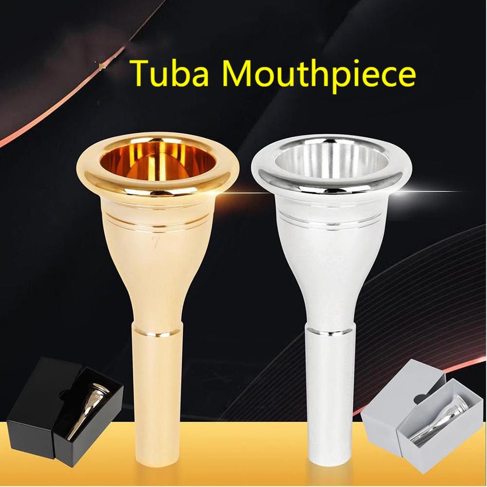 Trombone Mouthpiece - ノー.7ベースチューブバマウスピース真ちゅう製機器アクセサリー大収納ホーンマウスピースシルバーゴールドミュージックパーツ交換