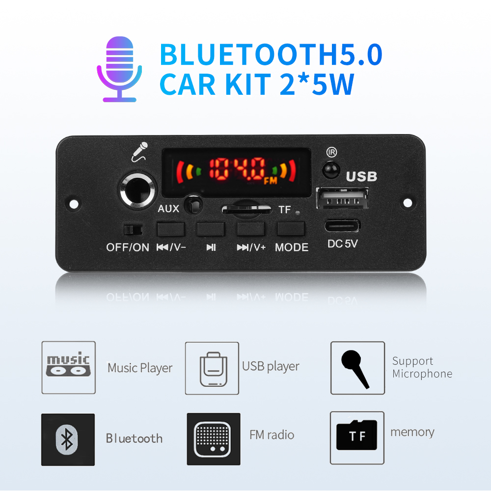 Bluetooth 5.0を搭載した車の音楽プレーヤー,パワ - Audio Music Free Mp3 のレビューと価格