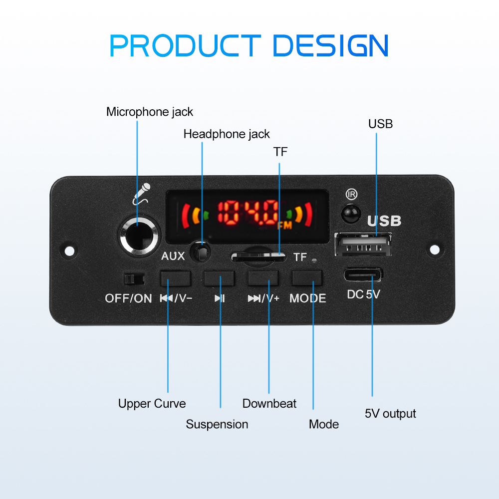 Bluetooth 5.0を搭載した車の音楽プレーヤー,パワ - Audio Music Free Mp3 のレビューと価格