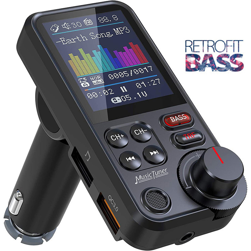 車用ワイヤレスfm送信機,Bluetooth互換,急速充電, - Audio Music Free Mp3 のレビューと価格
