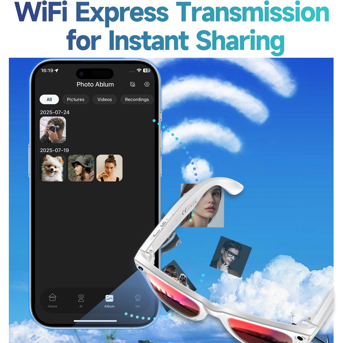 トレンドのスマートサングラス、8MP 4Kカメラ、Wi-Fi - Audio Music To Video Ai のレビューと価格