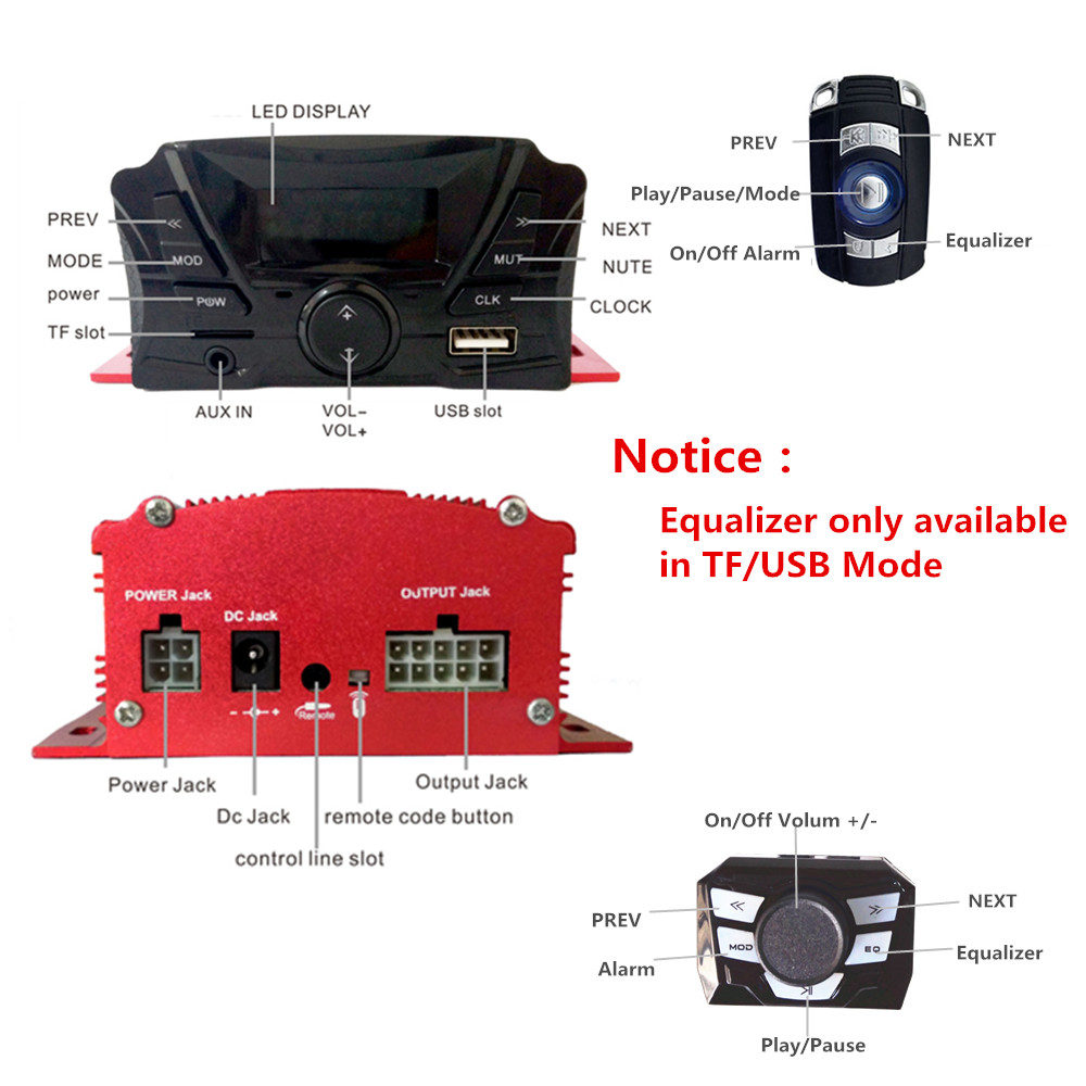 12V 4チャンネル UTV ATV ゴルフカート バイク用 - Audio Music Free Mp3 のレビューと価格