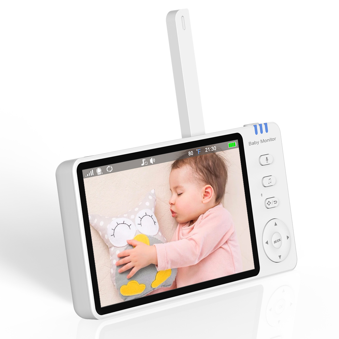 720P HD ワイヤレスビデオベビーモニター 5.0インチ - Audiovision Music Player のレビューと価格