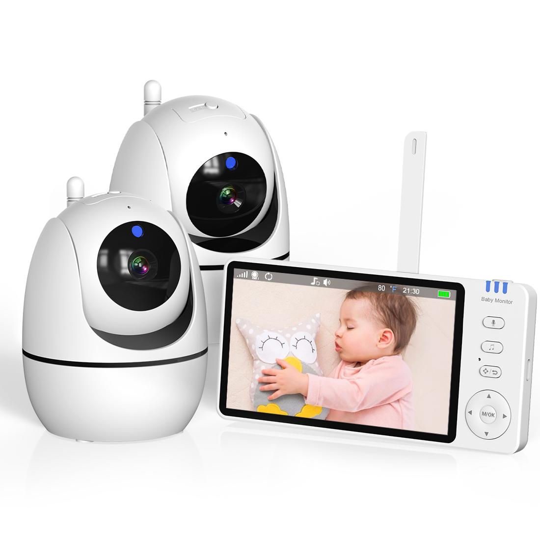 720P HD ワイヤレスビデオベビーモニター 5.0インチ - Audiovision Music Player のレビューと価格