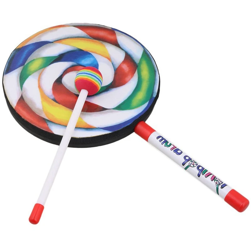 子供用のカラフルなレインボーカラーの風船付きドラム,7.9イ - Audio Music Lollipop のレビューと価格