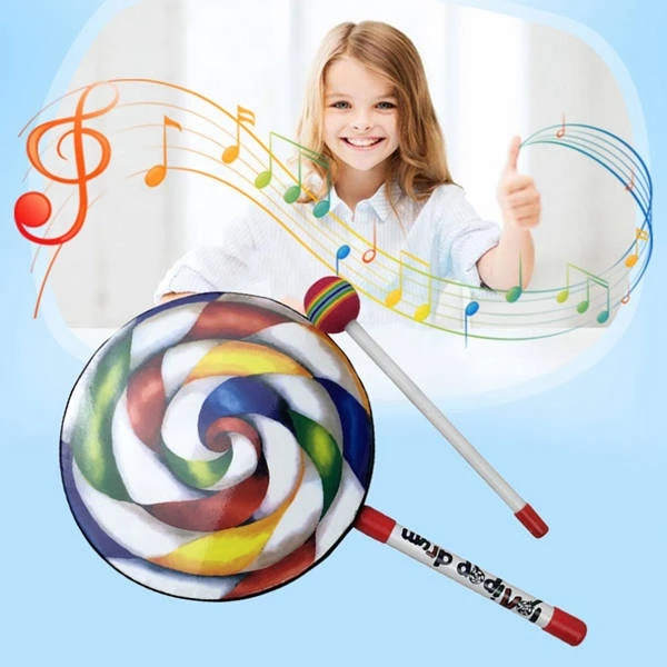 子供用のカラフルなレインボーカラーの風船付きドラム,7.9イ - Audio Music Lollipop のレビューと価格