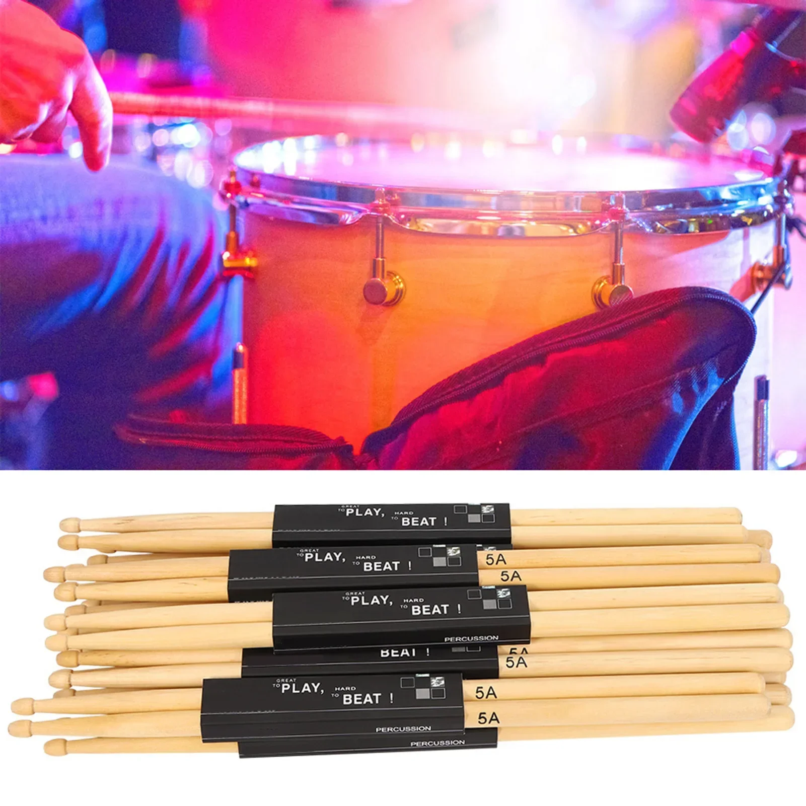 12 ペア ティアドロップ型スティックヘッドドラムスティック - Drum Stick 5A のレビューと価格