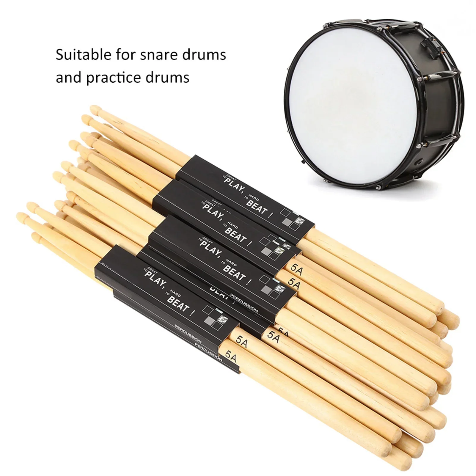 12 ペア ティアドロップ型スティックヘッドドラムスティック - Drum Stick 5A のレビューと価格